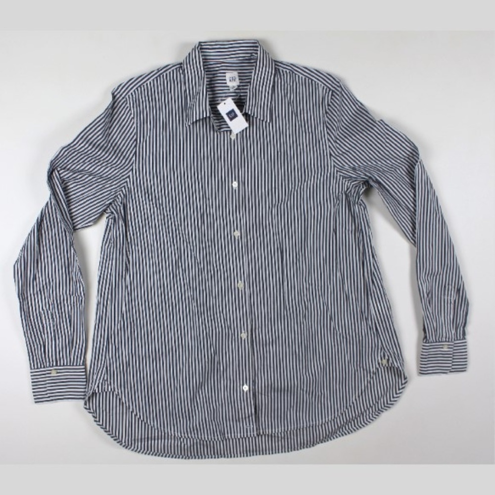 GAP Striped Button Up Shirt Top MT Medium Tall